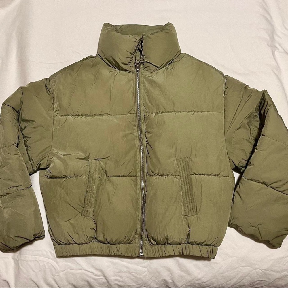 Bershka Cropped Green Jacket